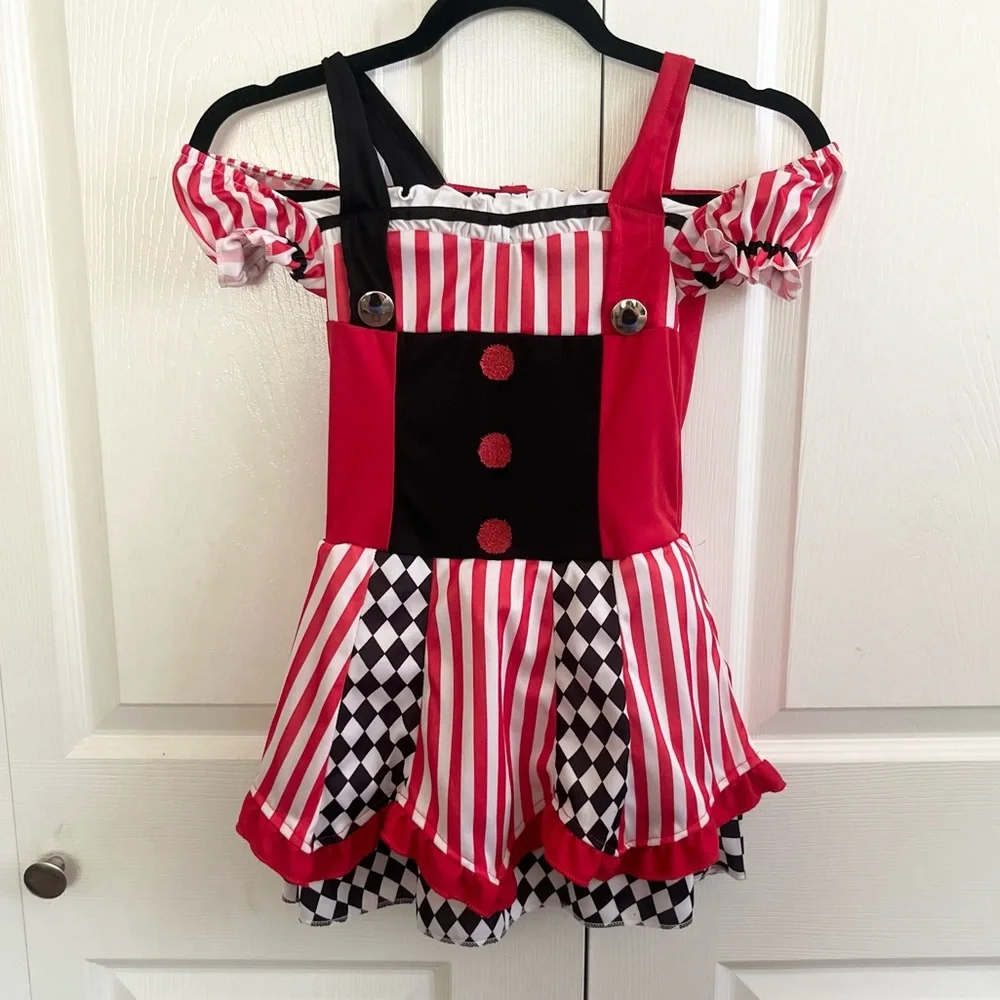 5 for $25! Red and Black Striped Clown Kids Costume